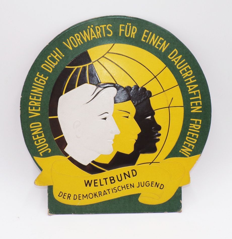 Altes DDR Schild Weltbund Demokratische Jugend Vereinige Dich Frieden 