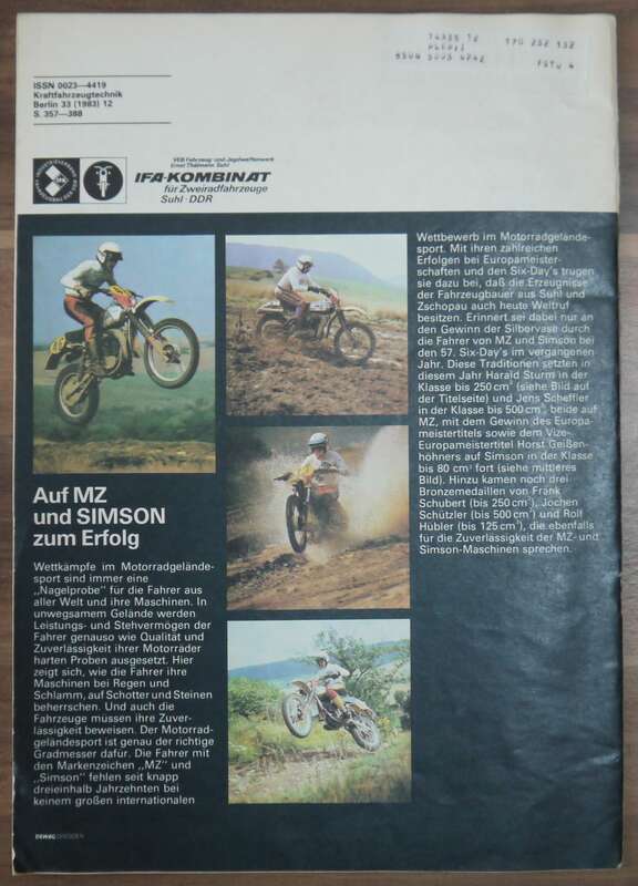 KFT Bericht von den Six Days 1986 Fahrbericht Simson S 70 C Dezember 83 Jawa 500