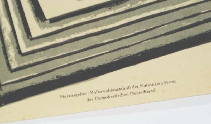 DDR Plakat 1954 Poltiniak 17 Oktober Volkswahlen Adenauer Satire Propaganda 