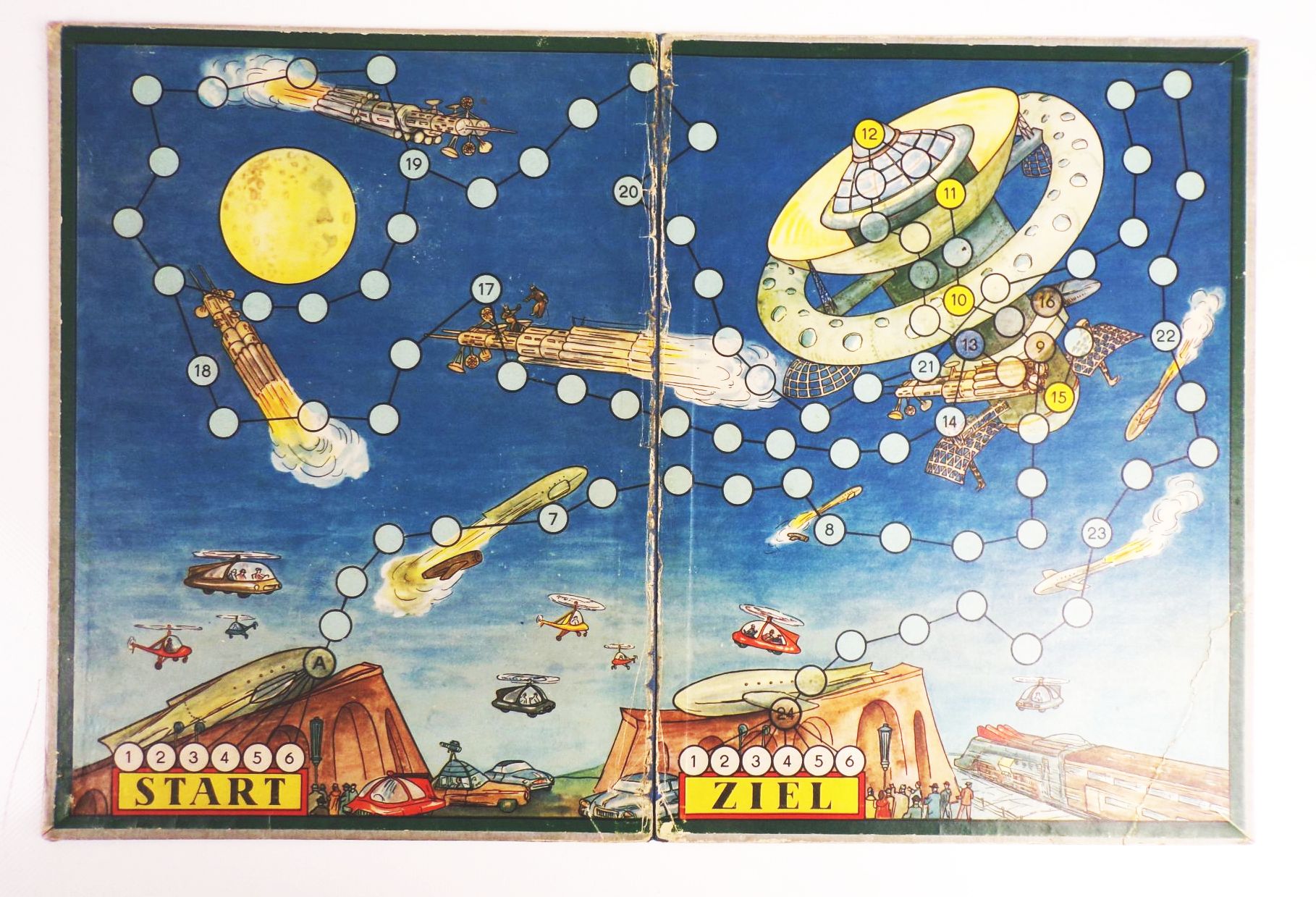 Der Flug ins Weltall Altes Brettspiel Würfelspiel 1956