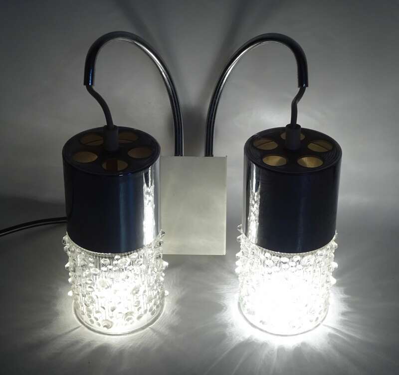 DDR Wandlampe Eisglas 2flamig Vintage Sputnik Leselampe Spiegellampe Beleuchtung Lampe