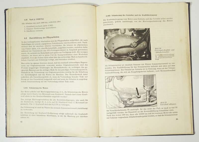 Betriebsanleitung für Ifa Motorrad RT125 1 VEB Ausgabe 1954 