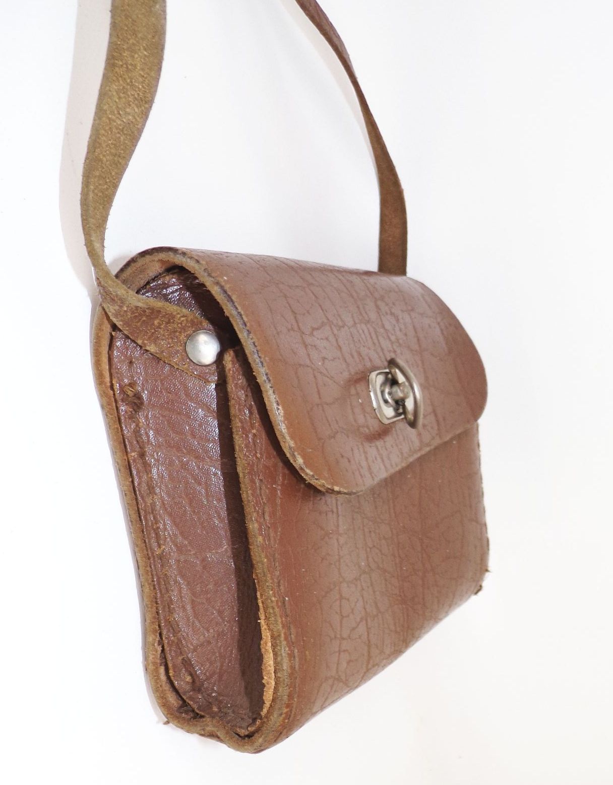 Alte Leder Brottasche Frühstückstasche Umhängetasche Brusttasche Ledertasche