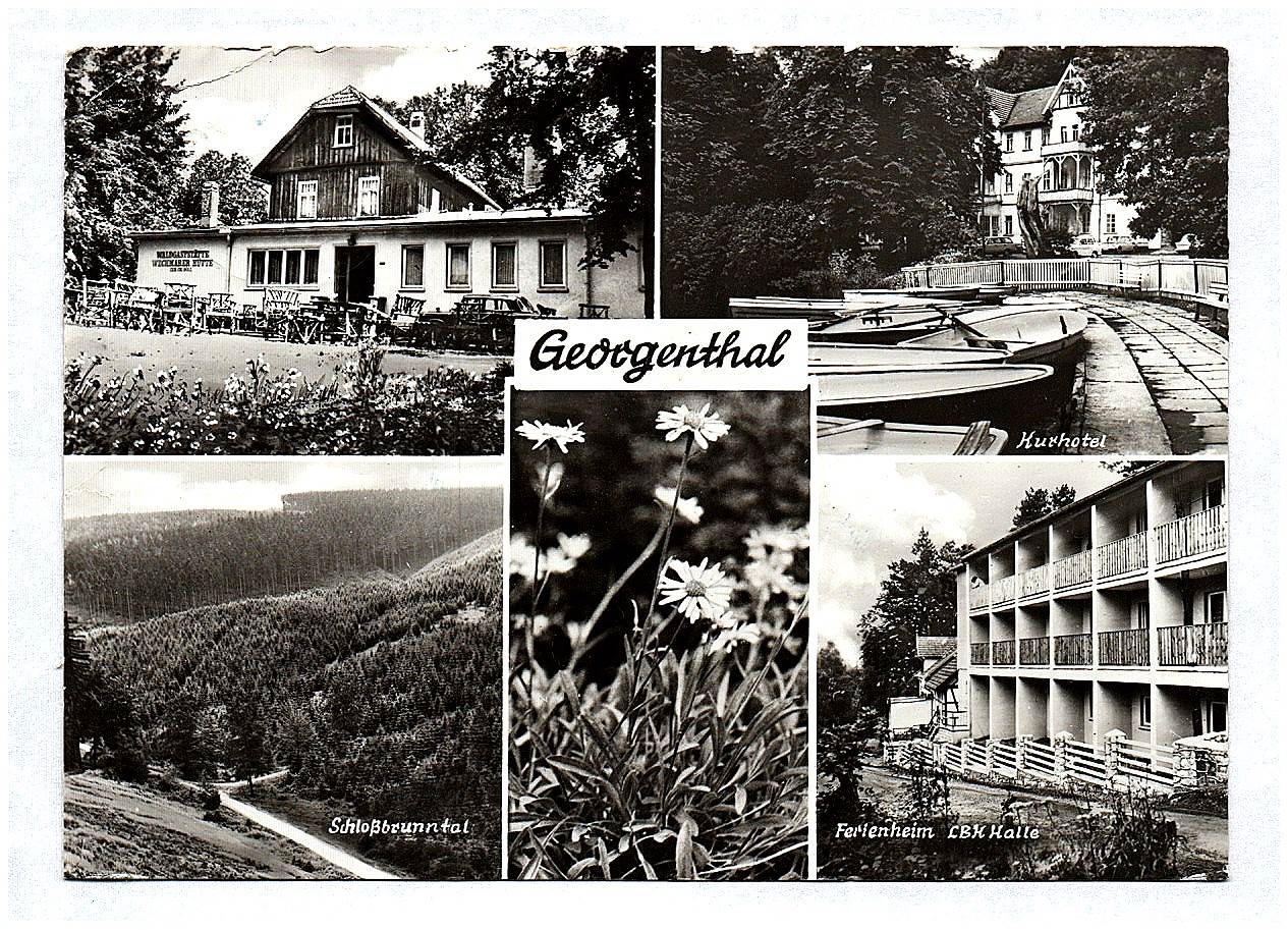 Ak Georgenthal Kurhotel Schloßbrunnental Ferienheim LBK Halle DDR
