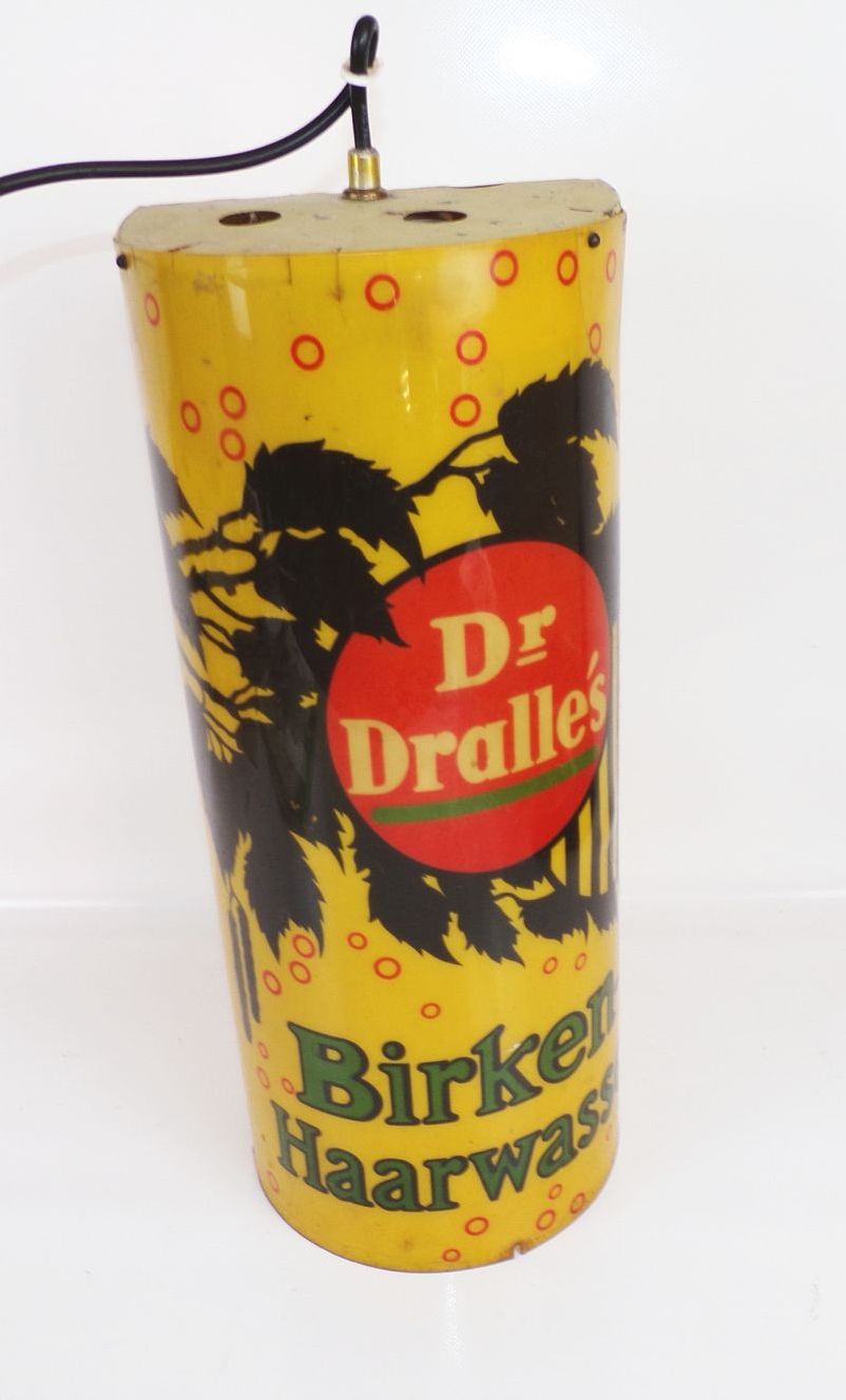 Alte Reklame Leuchte Dr Dralle Birkenhaarwasser Frisör Kosmetik Drogerie