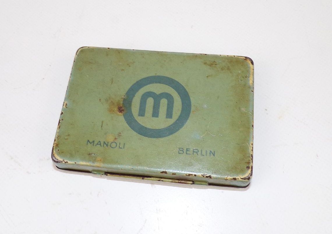 Alte Manoli Blechdose Rumpler Taube Flugzeug Zigaretten Berlin Dose 