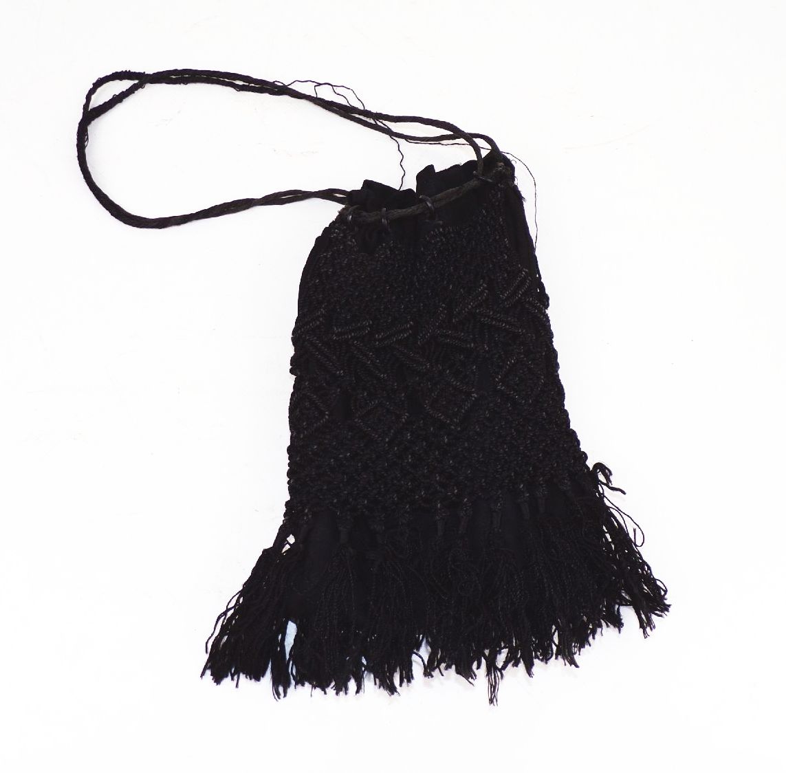 Alte Abendtasche schwarz gehäkelt um 1900 Tasche Handtasche vintage 