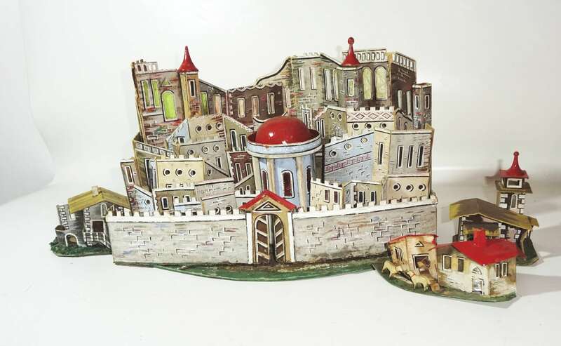 Uralt Jerusalem aus Pappe um 1900 Weihnachten Deko 