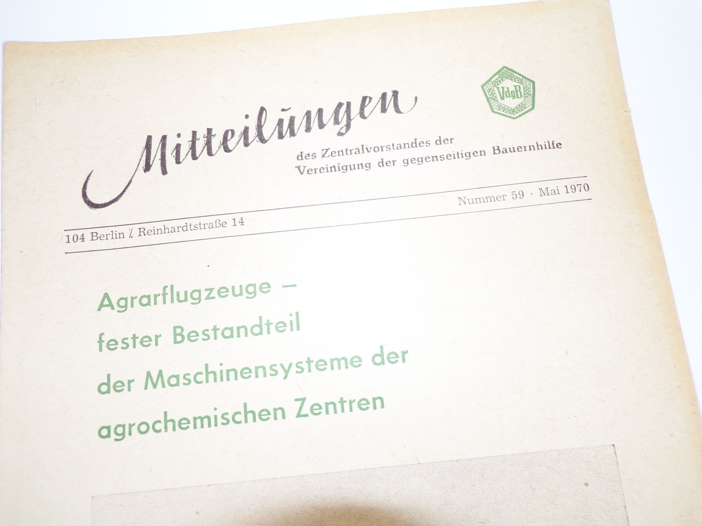 Mitteilung Bauernhilfe Agrarflugzeuge 1970 1972 Thema Flugzeuge Agraflug DDR LPG