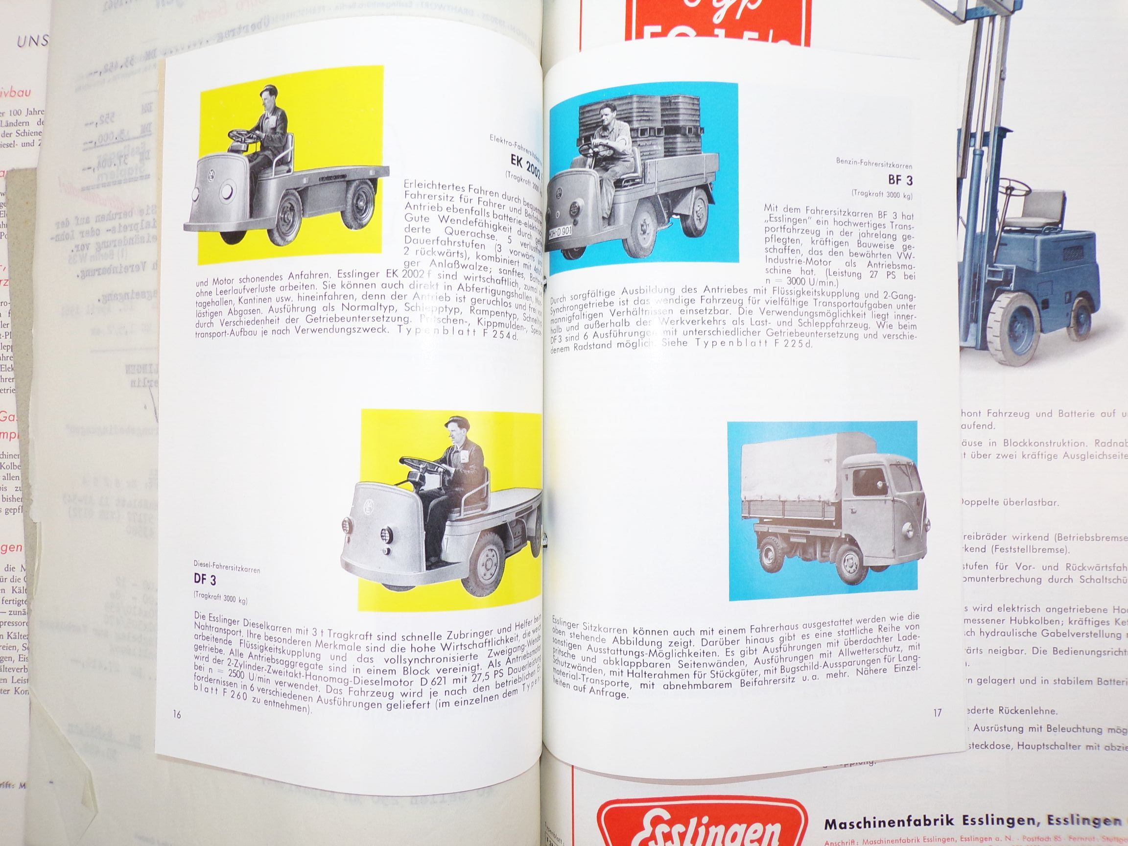 Maschinenfabrik Esslingen Gabelstapler 1961 Transportfahrzeuge Berlin Mappe 