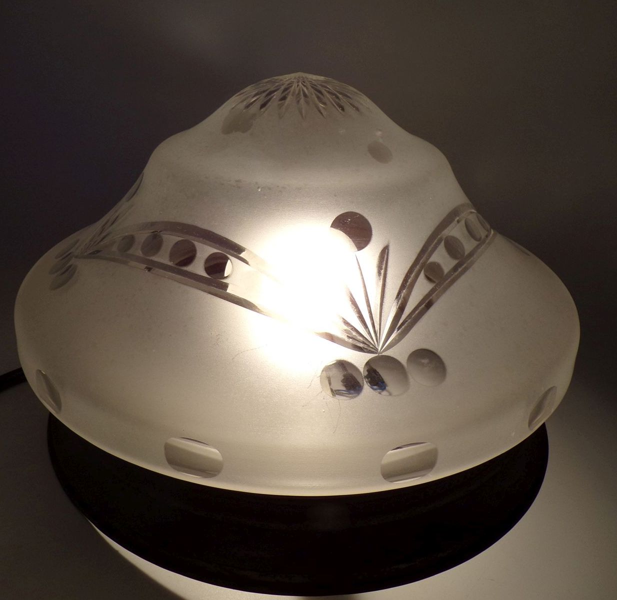 Alte Deckenleuchte geschliffenes Glas E27 um 1900 Antike Lampe 