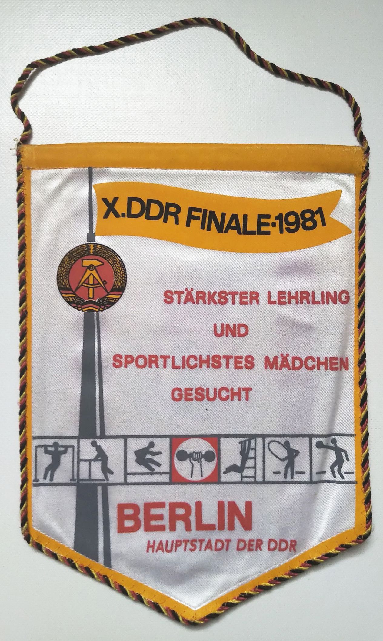 Wimpel DDR Finale 1981 stärkster Lehrling Sport Berlin