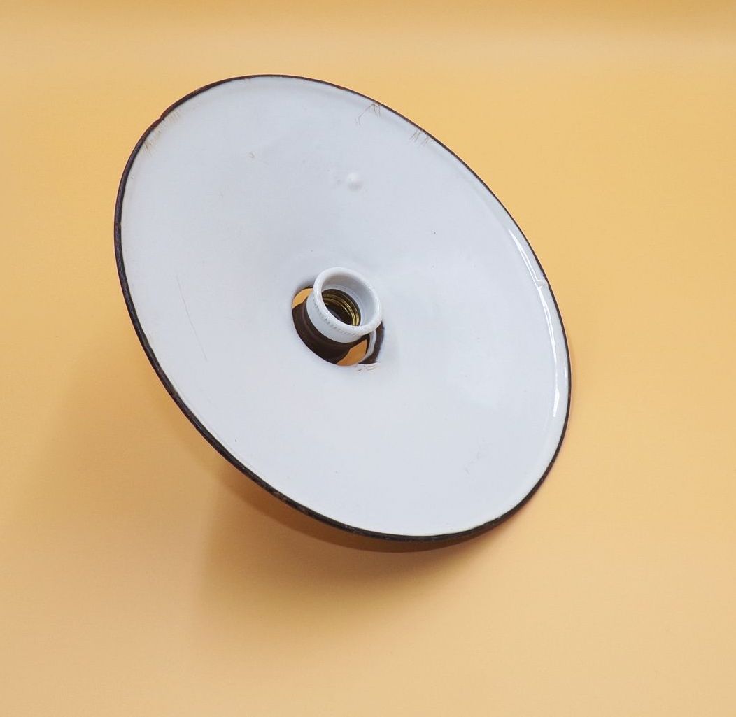 Alte Emaille Deckenleuchte Grün Weiß Vintage E27 Email Pendelleuchte