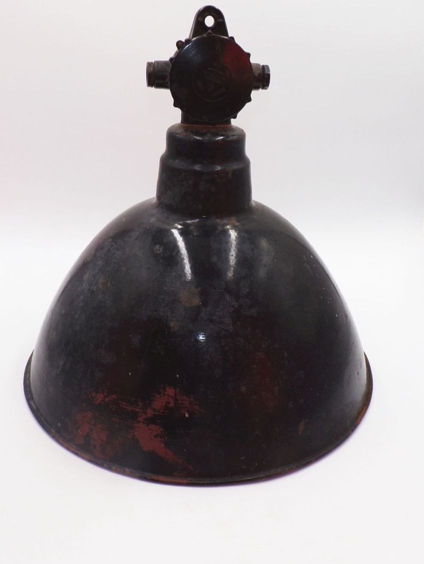 Alte Email Fabriklampe Loft Industrie Design Schwarz