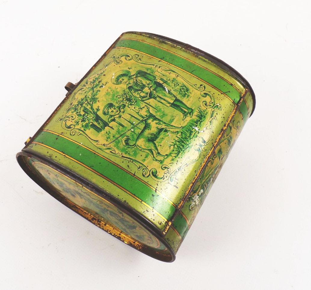 Alte Botanisiertrommel Blechdose lithografiert um 1900