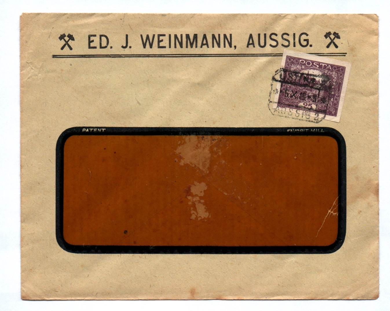 Brief ED J Weinmann Aussig Briefkuvert