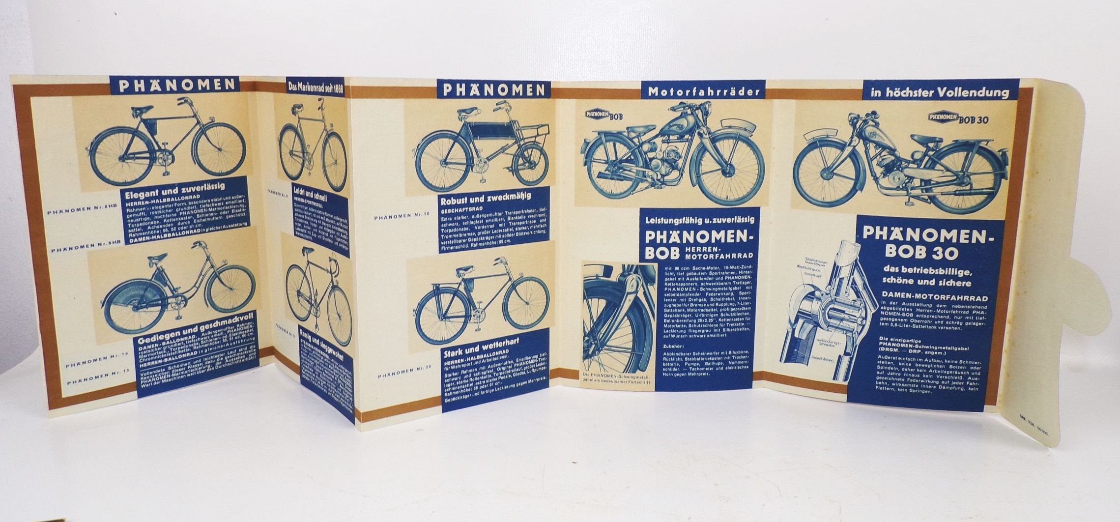 Phänomen Fahrrad Prospekt 1938 Bob Motorrad Oldtimer