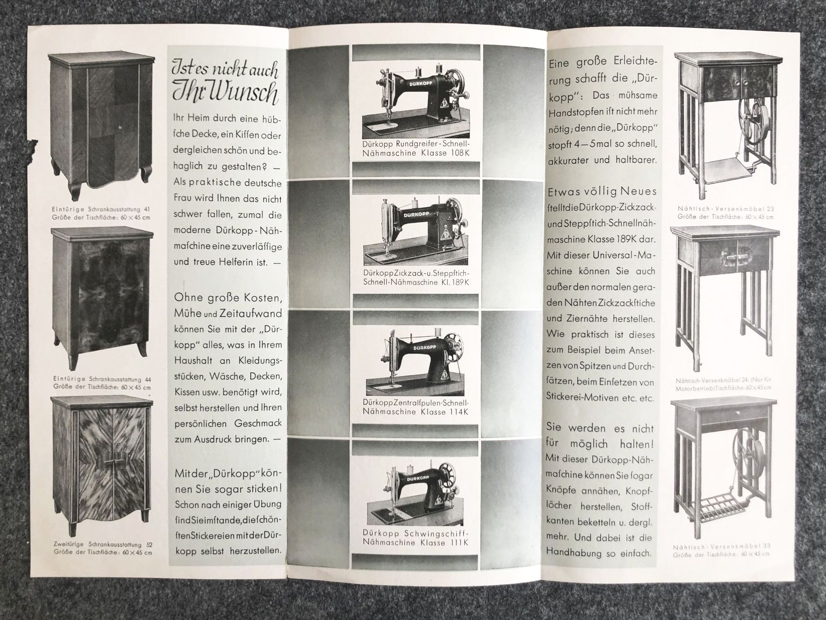 Alter Prospekt Dürkopp Nähmaschinen Broschüre