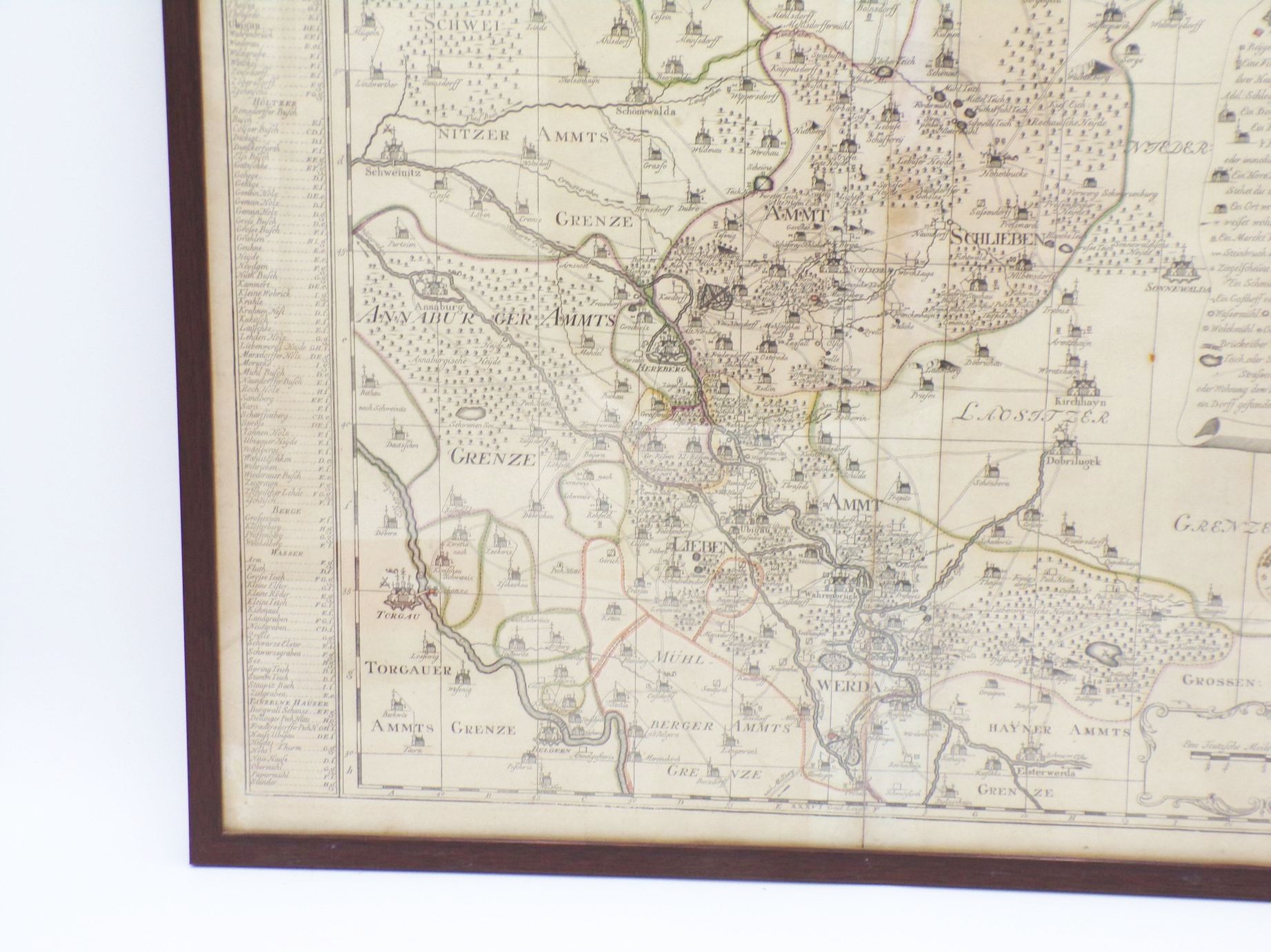 Alte Landkarte Liebenwerda und Schlieben circa 1753 Petrus Schenk