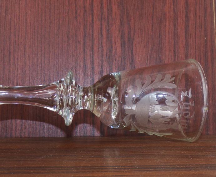 Barock Glas um 1750 Zu Dir Sinnspruch Kelch Pokal 