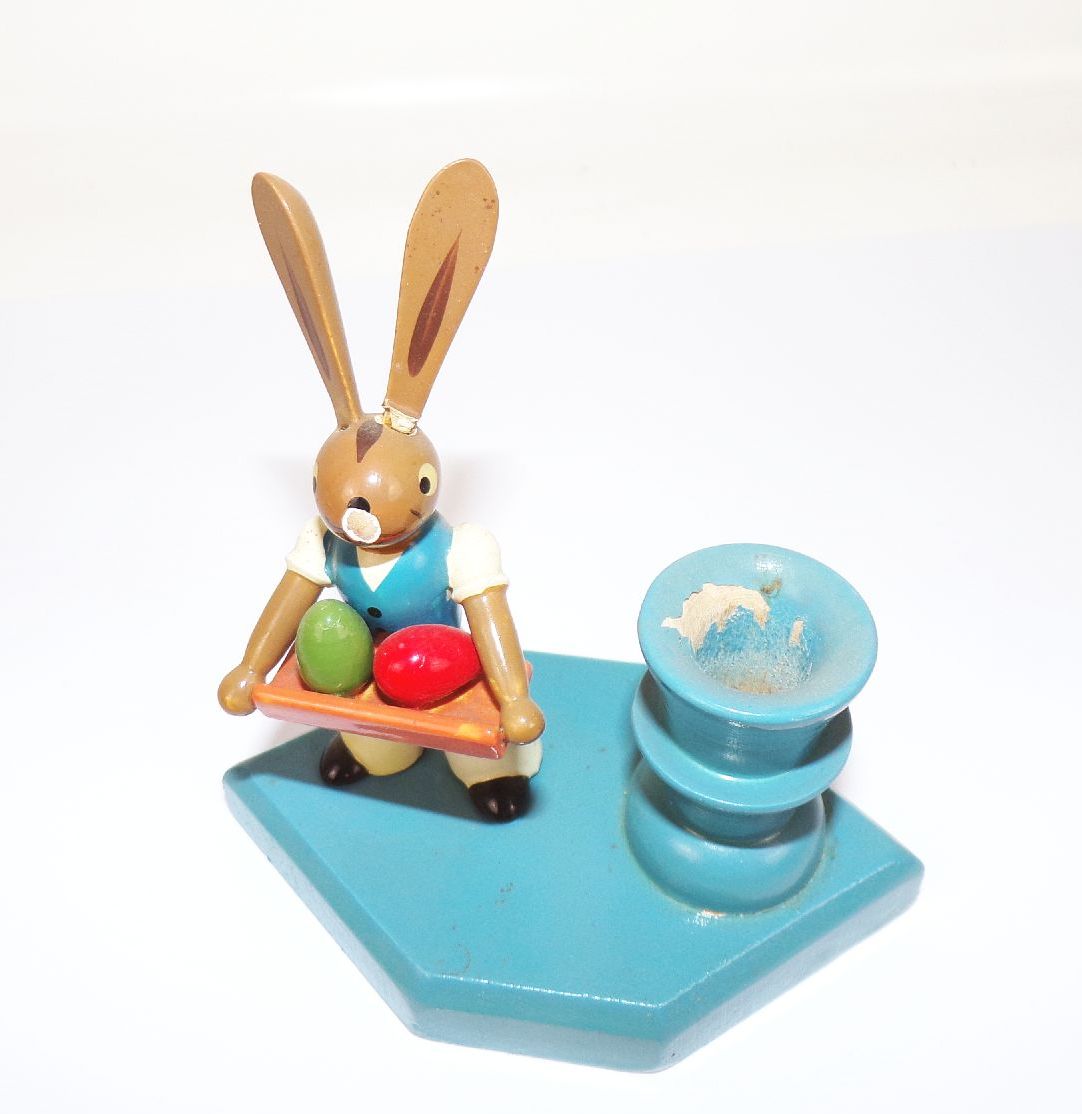 Osterhase Figur Kerzenhalter Osterschmuck Holz wohl Erzgebirge 