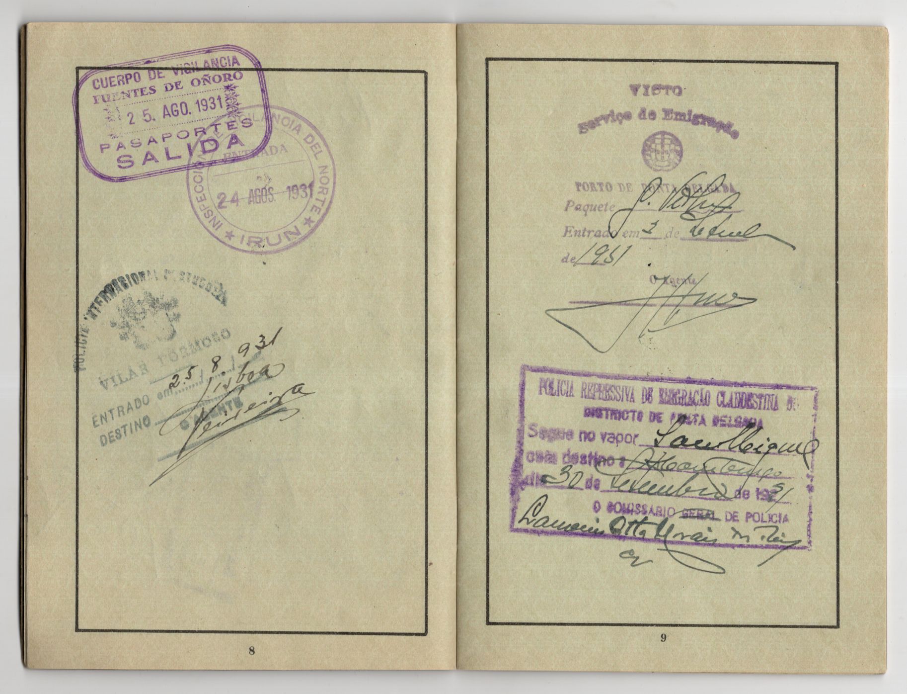 Deutsches Reich Reisepass 1931 Hamburg 