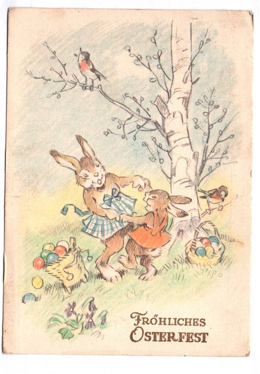 Ak tanzende Hasen wohl Fritz Baumgarten 1955 Ak tanzende Hasen wohl Fritz Baumgarten 1955