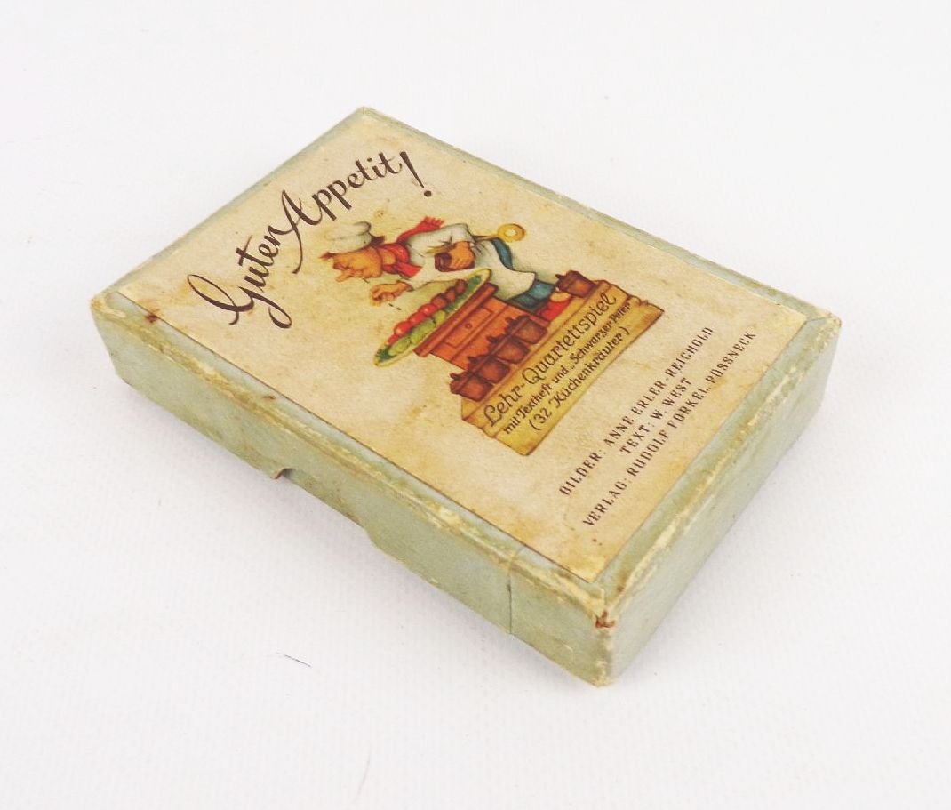 Guten Appetit Lehr Quartettspiel Schwarzer Peter Küchenkräuter um 1955 Guten Appetit Lehr Quartettspiel Schwarzer Peter Küchenkräuter um 1955