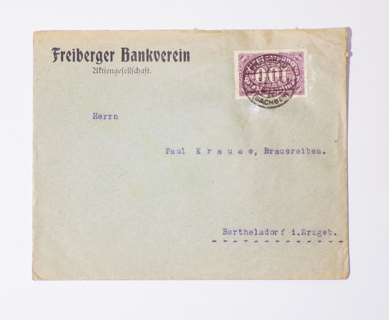 Firmen Brief Freiberger Bankverein 1923 Infla Freiberg