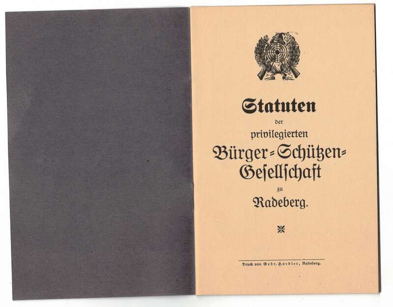 Statuten Bürger Schützengesellschaft Radeberg 1923 