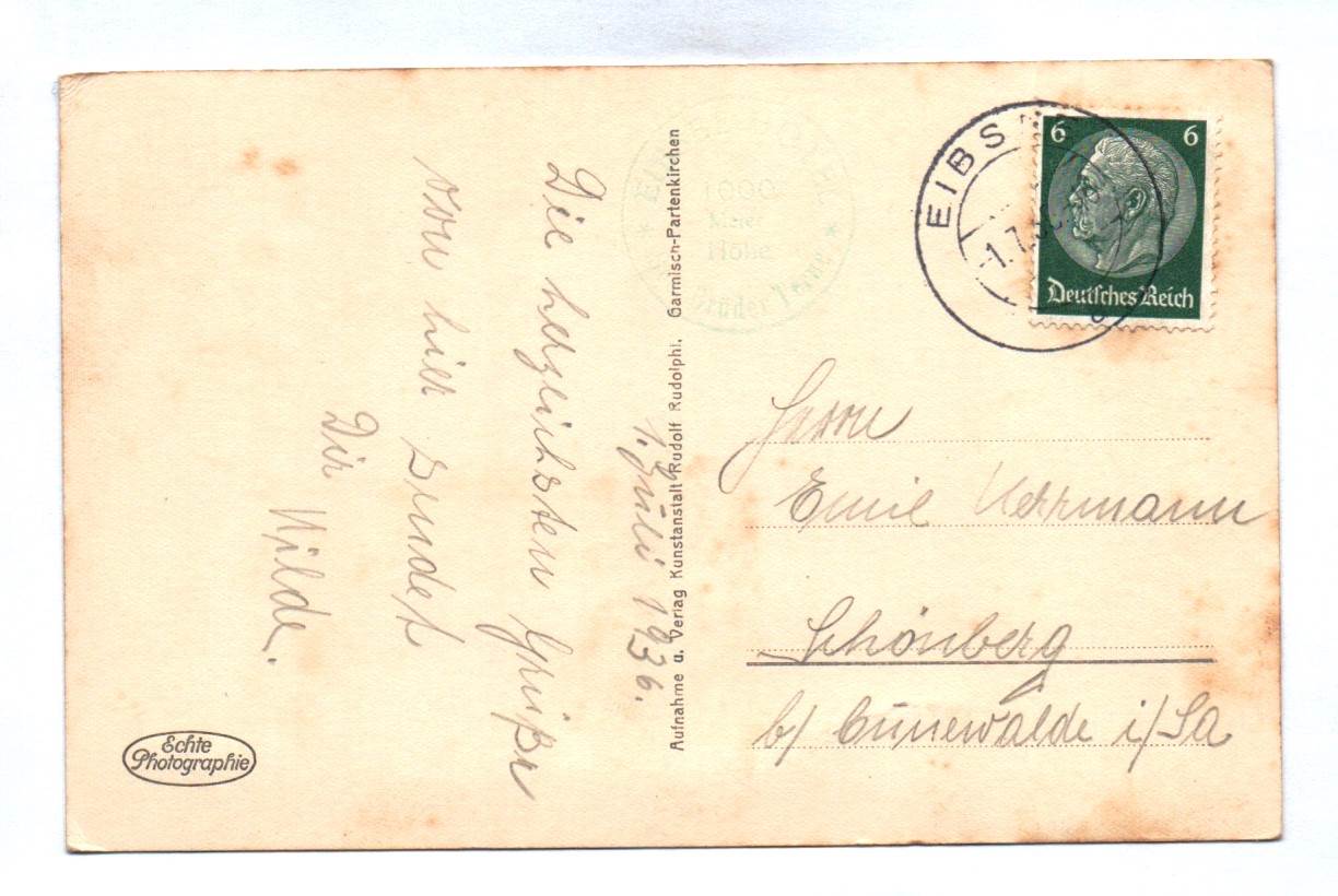 Ak Die Zugspitze am Eibsee Echtfoto 1936 Ak Die Zugspitze am Eibsee Echtfoto 1936