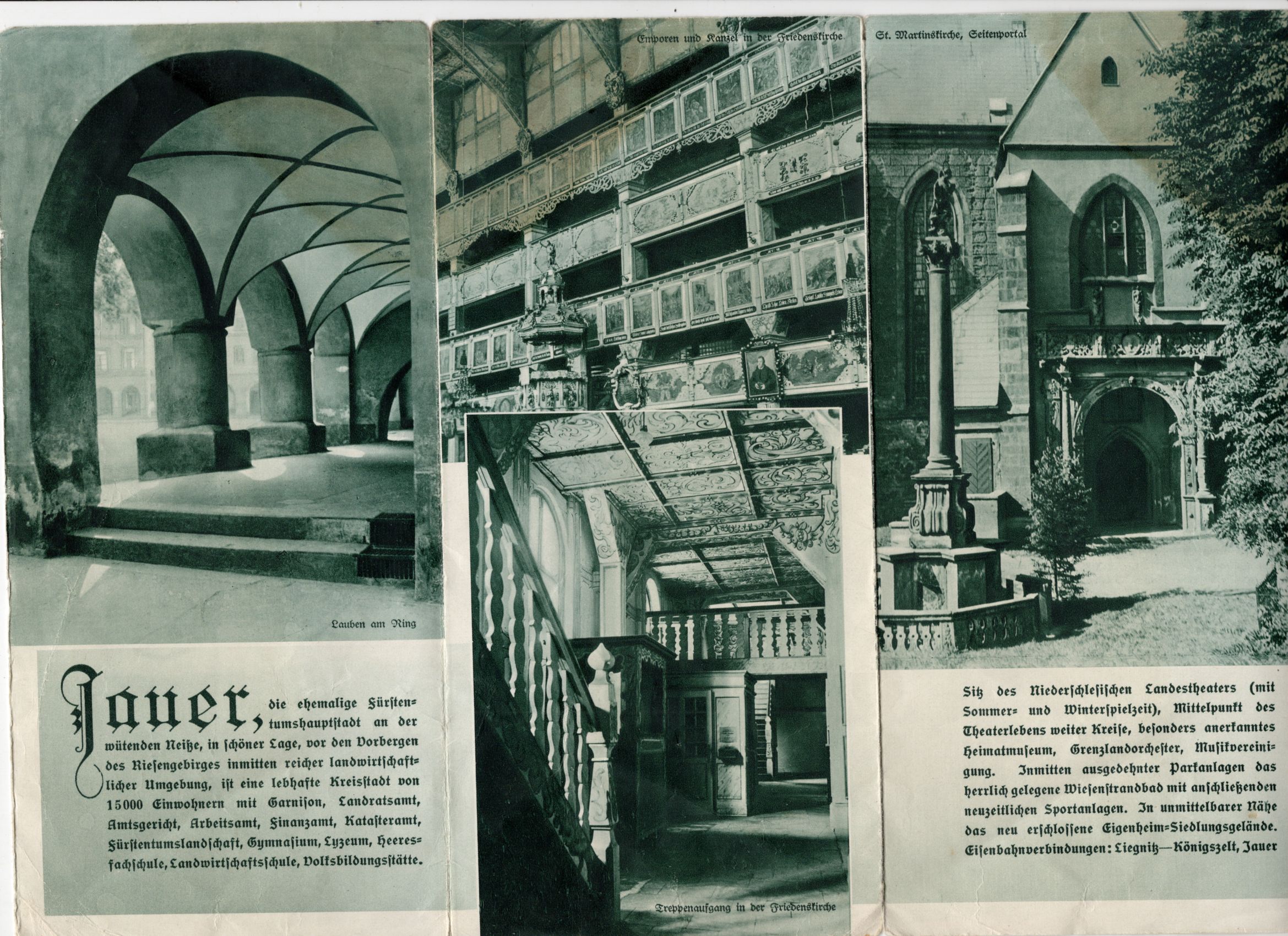Alter Prospekt Jauer Schlesien schöne Laubenstadt 1937 
