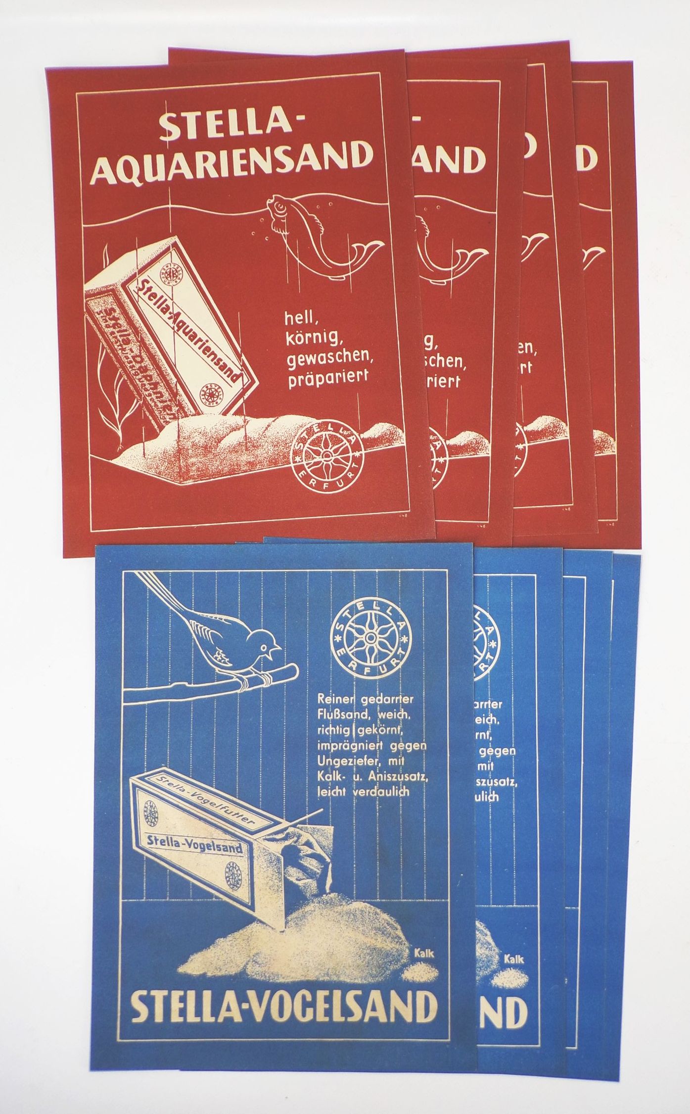 Werbeblatt Aquarien Vogelsand 8 Stück Stella Erfurt 