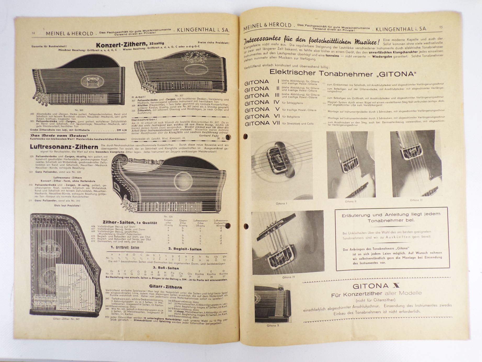 Meinel und Herold Klingenthal Prospekt Katalog Musikinstrumente 