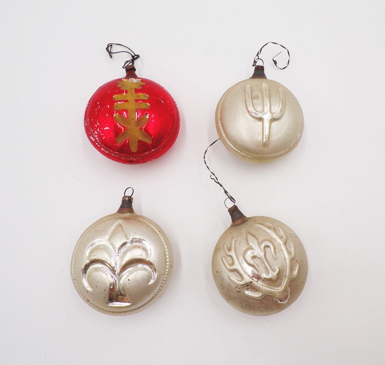 Alte Jul Kugel 4 Stück Weihnachtsschmuck Christbaumschmuck Jul Runen