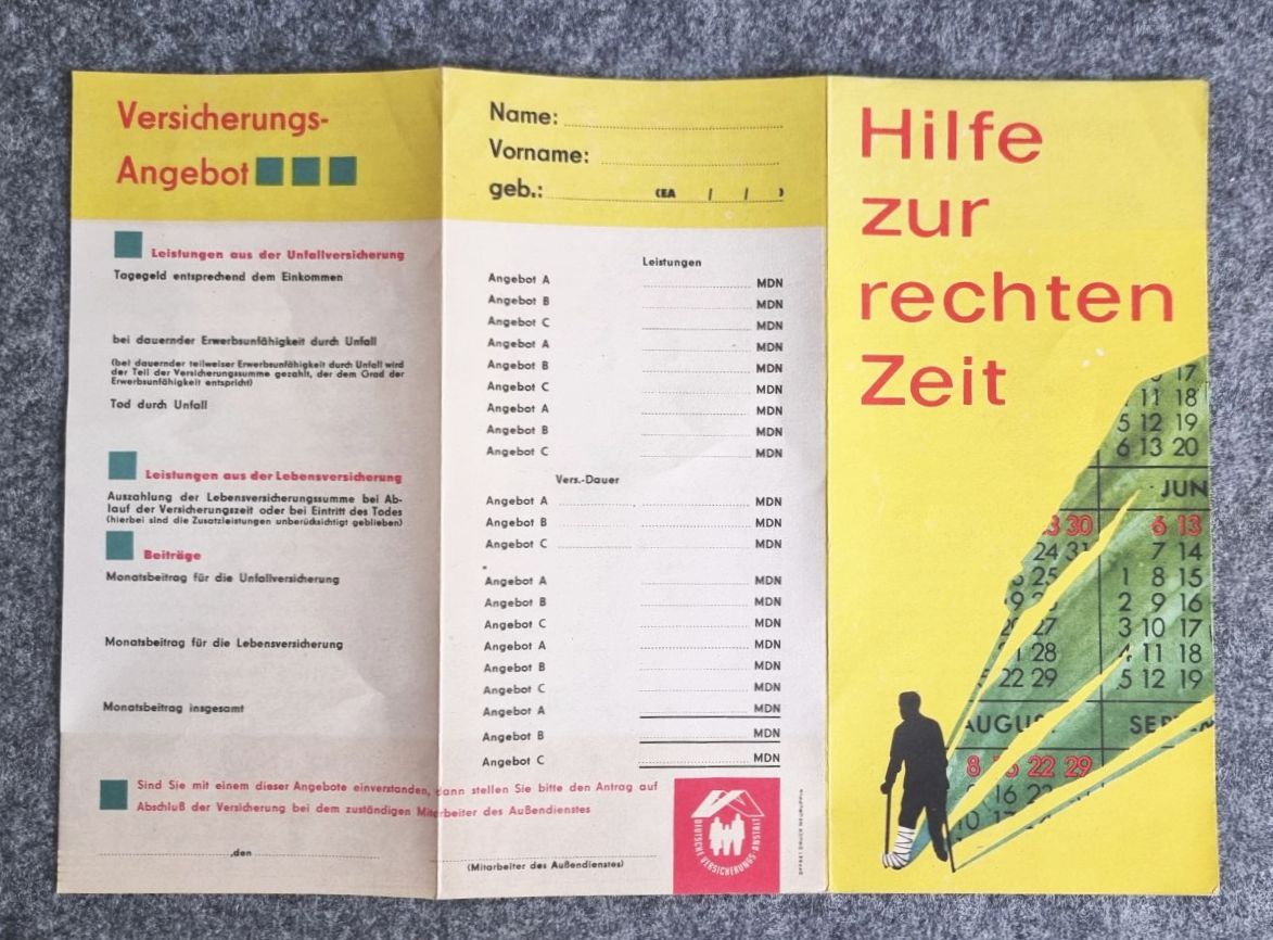 Hilfe zur rechten Zeit alter Prospekt Deutsche Versicherungsanstalt Hilfe zur rechten Zeit alter Prospekt Deutsche Versicherungsanstalt