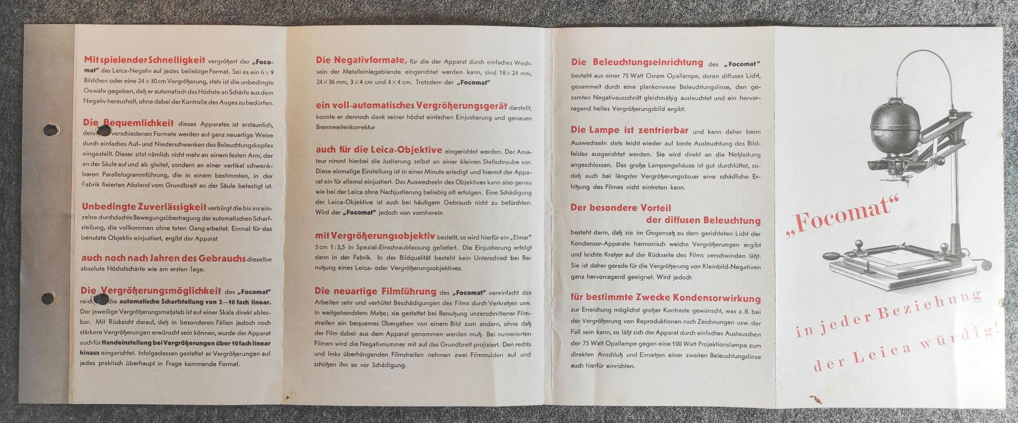 Leitz Focomat Prospekt Spezial Vergrößerungsapparat Valoy Leitz Focomat Prospekt Spezial Vergrößerungsapparat Valoy
