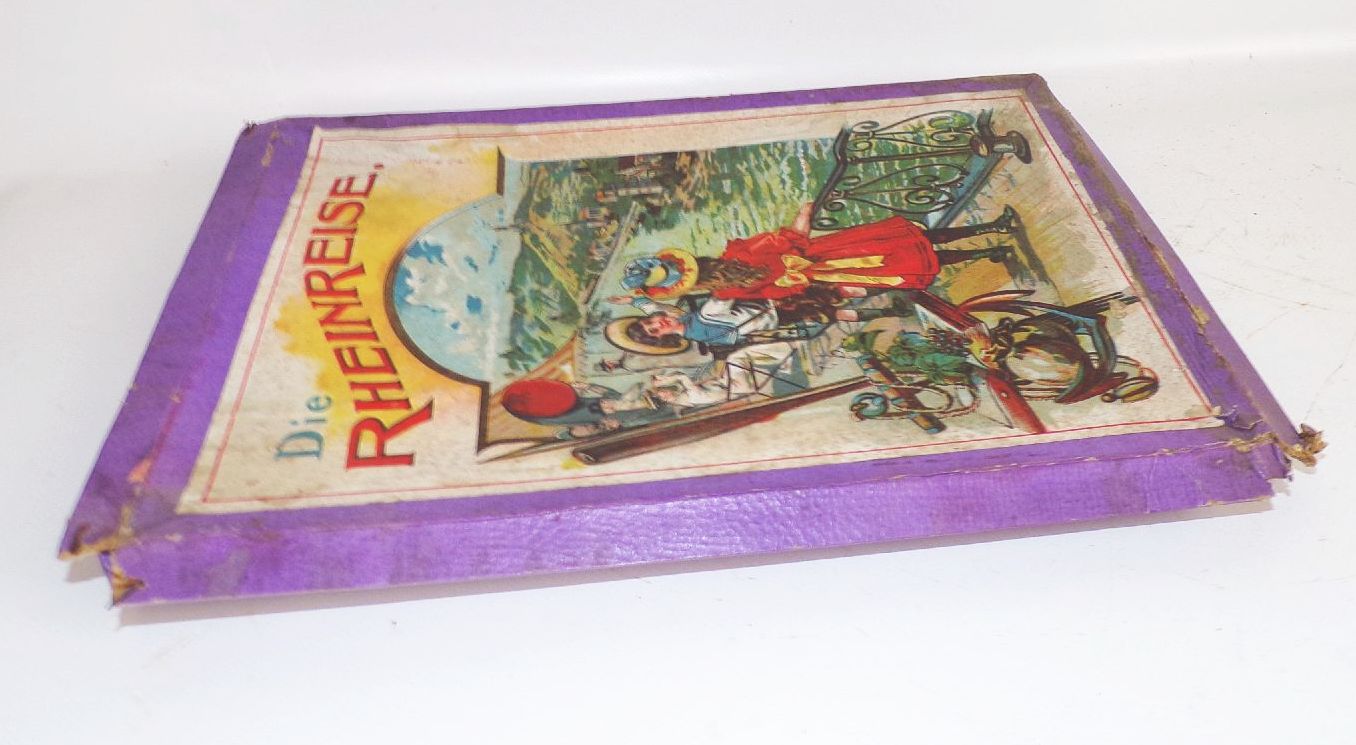 Altes Brettspiel Die Rheinreise um 1900 Würfelspiel