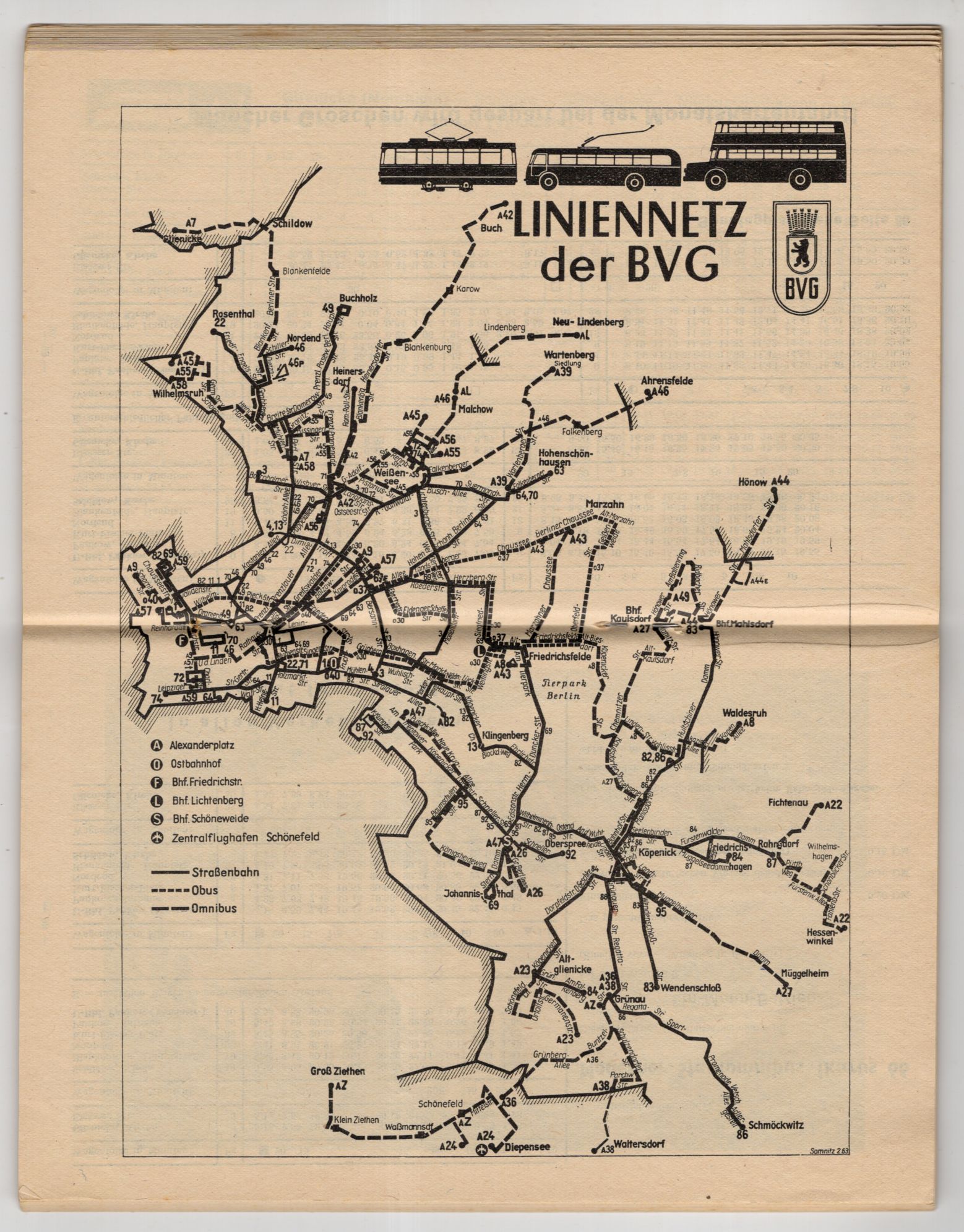 BVG Fahrplan und Informationsheft Mai bis Oktober 1963 DDR 