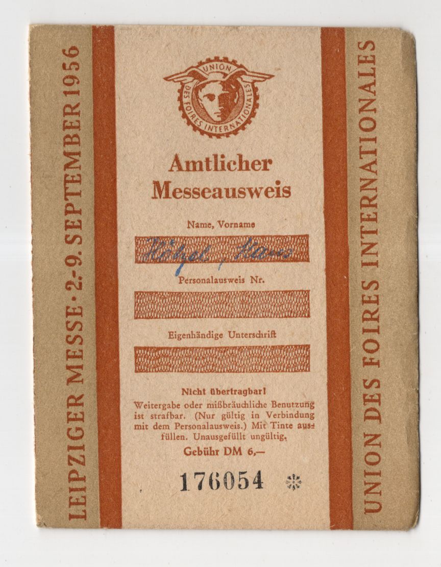 Amtlicher Leipziger Messeausweis 1956