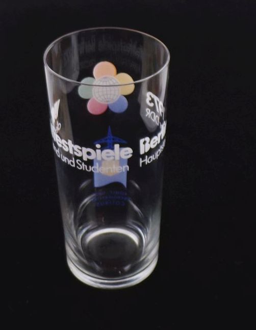 Altes Glas Weltfestspiele Berlin 1973 FDJ Kohle und Energie Bezirk Cottbus