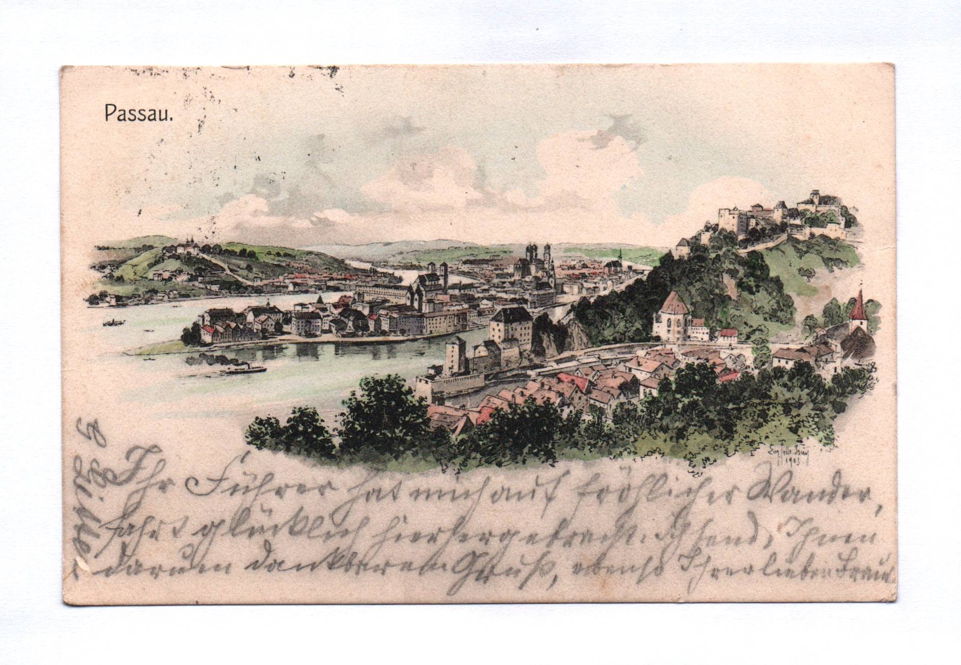 Künstler Ak Passau 1904 Gesamtansicht
