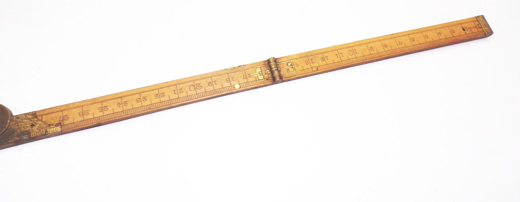 Altes Lineal Faltbar Holz Messing Antik Altes Lineal Faltbar Holz Messing Antik