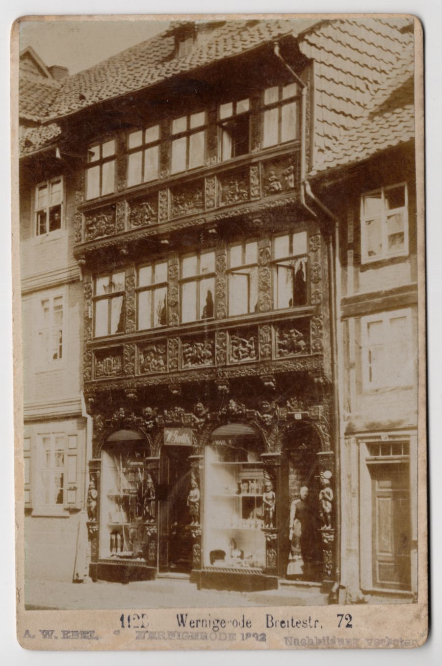 Kabinettfoto Wernigerode Breitestraße 72 Laden Geschäftshaus um 1890