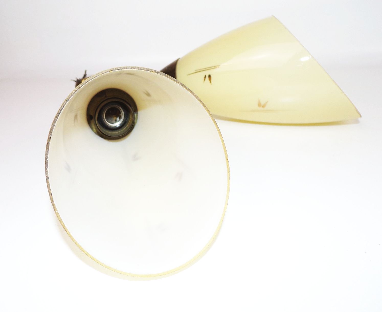 Wandleuchte Tütenlampe 50er Jahre 2 Stück Set E14 Gold Lampe