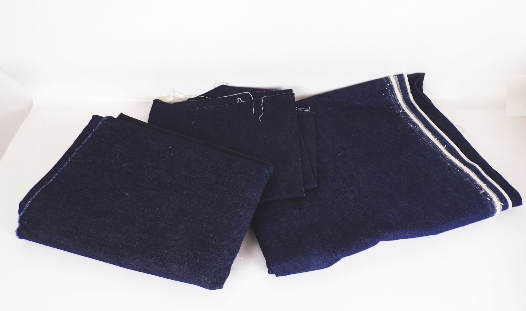 Jeansstoff blau 3 Stück Meterware DDR Produktion Baumwolle
