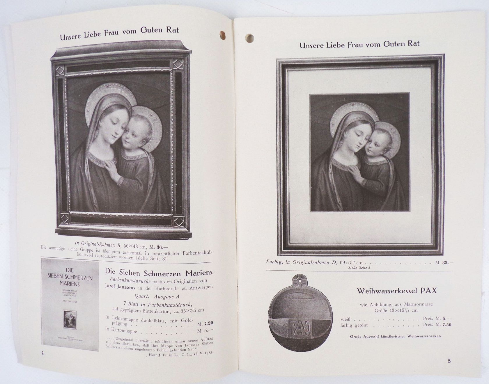 Katalog Religiöse Bilder Hausaltar Gesellschaft christliche Kunst München 1910 20