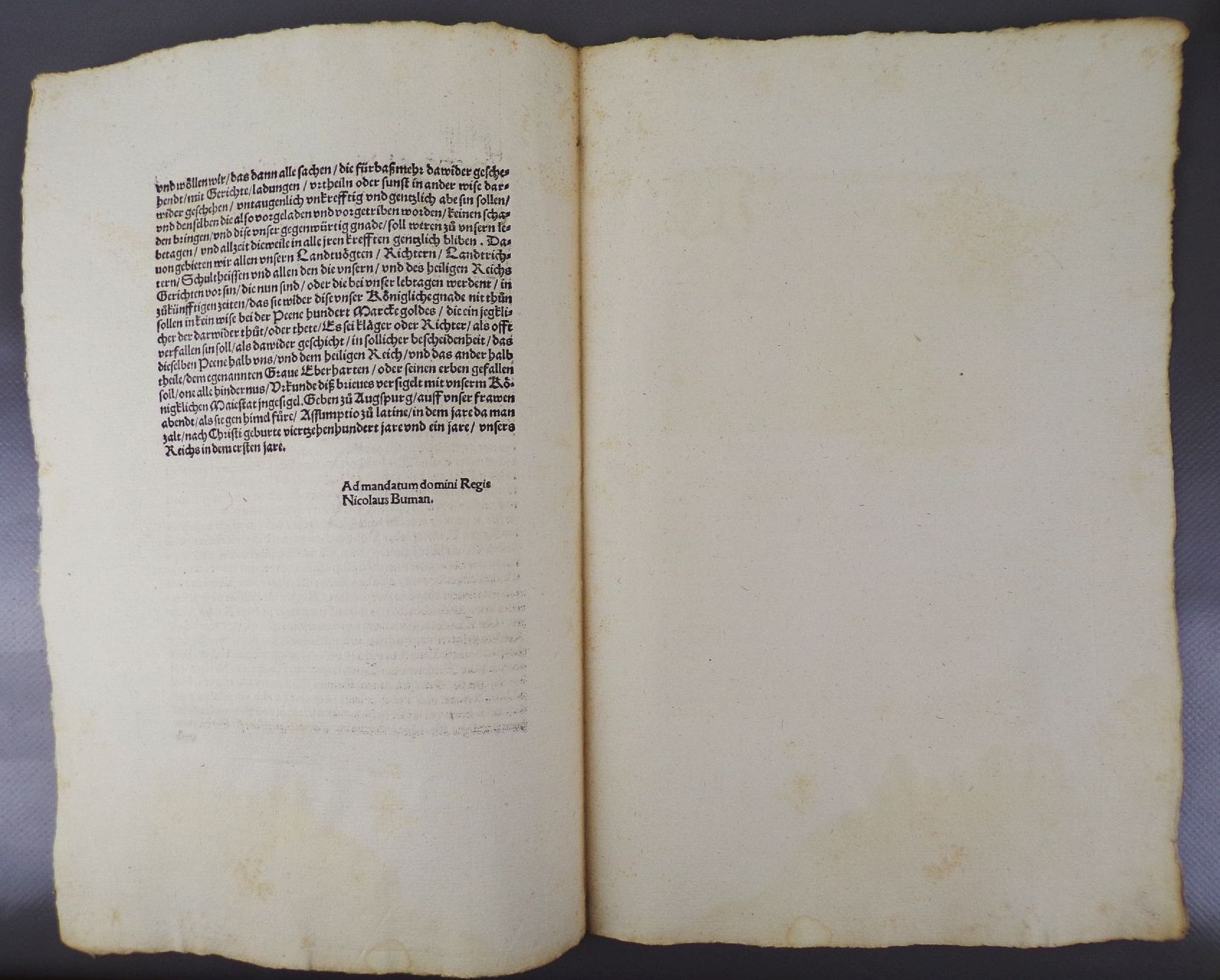 Alter Druck 1401 König Rupprecht Bekenntnis Eberhardt zu Württemberg Alter Druck 1401 König Rupprecht Bekenntnis Eberhardt zu Württemberg