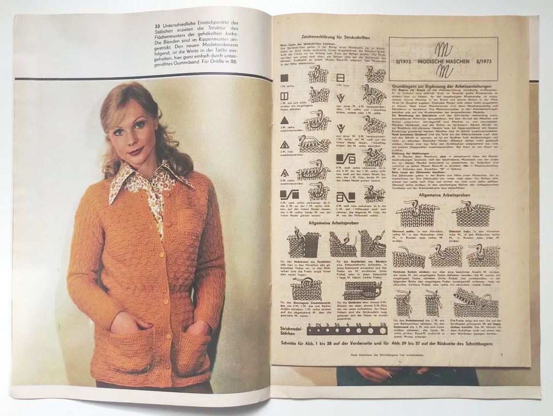 Mode Zeitschrift Modische Maschen Nr 2 mit Schnittmuster 1973 Mode Zeitschrift Modische Maschen Nr 2 mit Schnittmuster 1973
