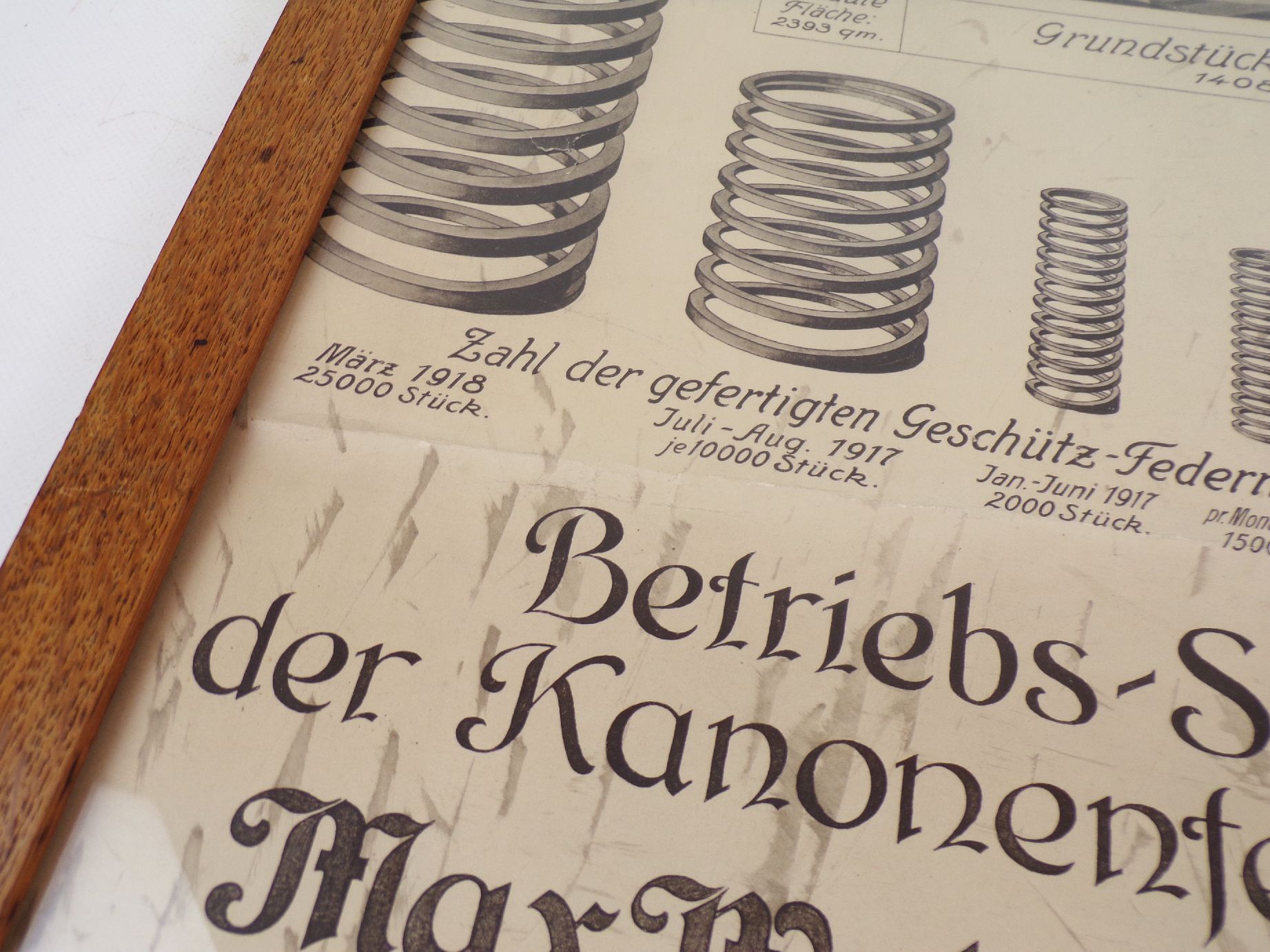 Reklame Schild Kanonen Federfabrik Max Weber Zittau Militär 1918 Rahmen 1 Wk